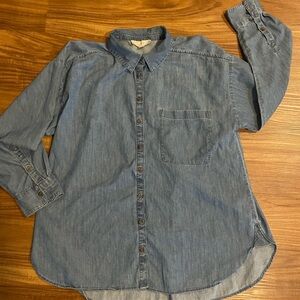 LOFT Blue Dress Shirt Collar Button Down